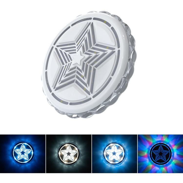 Round magnetic LED light showing star glow with multicolor lighting effects