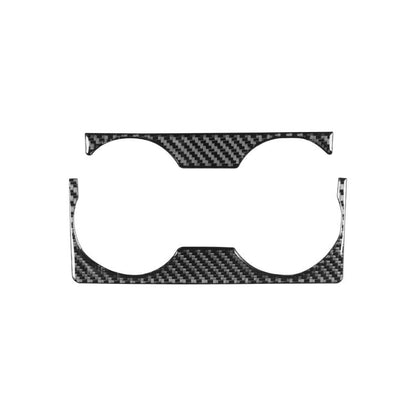 Black carbon-fiber gear shift cup holder trim, 2-piece with two circular cutouts