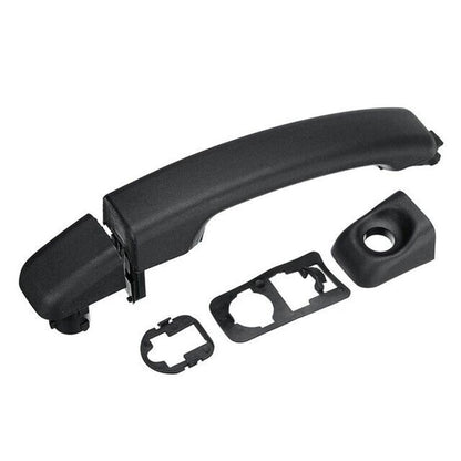 Exterior door handle set, black plastic, curved handle with mounting parts, without holder