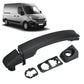 Exterior door handle set, black plastic, curved handle with mounting parts, holderless