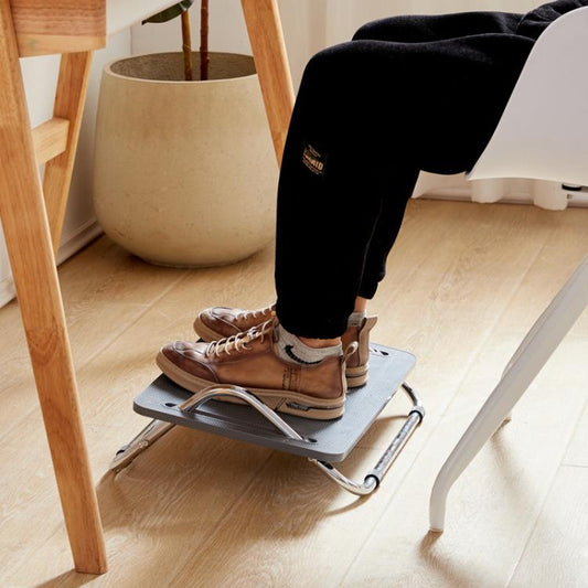 Adjustable Under Desk Foot Rest  for Office Ergonomics, Anti-Cross Leg Design Foot Stool, Metal Tube Black, Metal Tube Gray