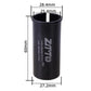 Bicycle seat post conversion sleeve reducer, black cylindrical sleeve with dimension markings