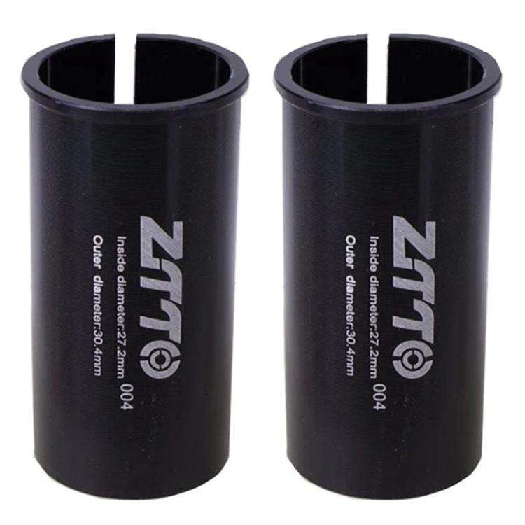Bicycle seat post conversion sleeve reducers, black pair of cylindrical covers with open tops