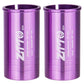 Bicycle seat post conversion sleeve reducers, purple pair of cylindrical covers with open tops