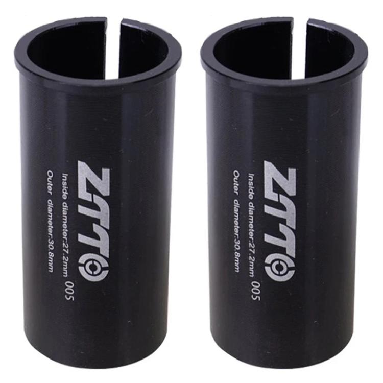 Bicycle seat post conversion sleeve reducers, black pair of cylindrical covers with open tops