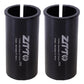 Bicycle seat post conversion sleeve reducers, black pair of cylindrical covers with open tops