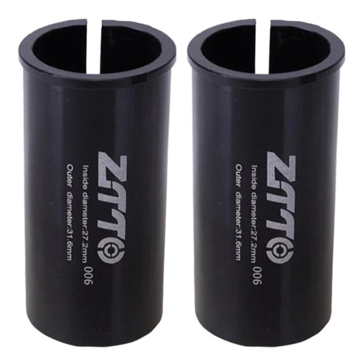 Bicycle seat post conversion sleeve reducers, black pair of cylindrical covers with open tops