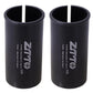 Black bicycle seat post sleeve reducers (pair) with open center and size marking 008