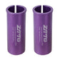 Purple bicycle seat post sleeve reducers (pair) with open center and ZTTO size marking