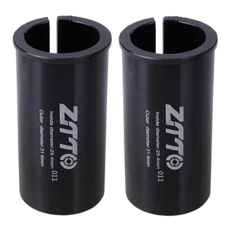 Black bicycle seat post sleeve reducers (pair) with open center and ZTTO size marking 011