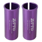 Bicycle seat post conversion sleeve reducer covers, 2-pack, purple, split ends