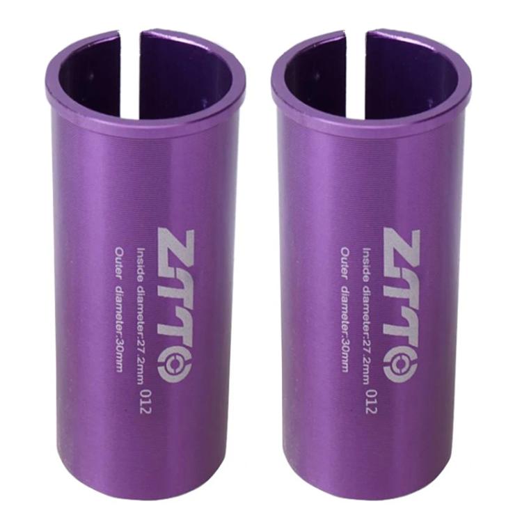 Bicycle seat post conversion sleeve reducer covers, 2-pack, purple, split ends