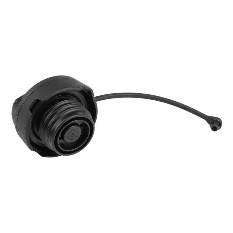 Fuel tank cap assembly with threaded filler outlet and tether cord