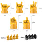 Car tire valve cap set with yellow and black hand gesture rubber caps