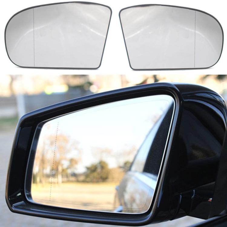 Pair of white side mirror replacement lenses for car, curved glass