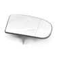 White side mirror replacement lens with black trim and mounting tab
