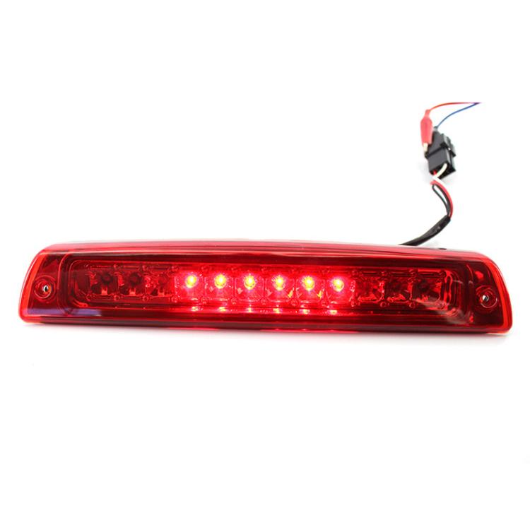 LED third brake light with red LED bar and wiring pigtail, high-mounted lens