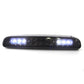 LED high mount brake light bar with blue glow effect through the clear lens, black housing