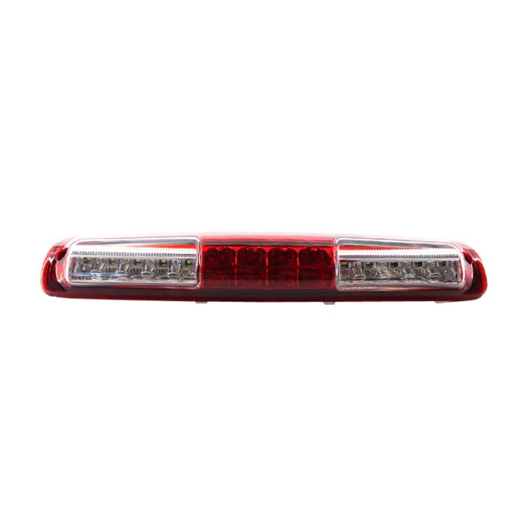 LED third brake light assembly with red lens and clear side sections