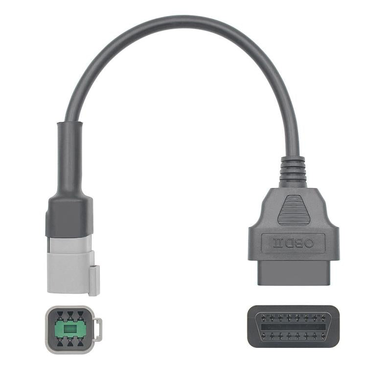 6-pin OBD diagnostic cable with two connectors, gray housings and black cable