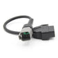 6-pin OBD cable with angled diagnostic plug and keyed 6-pin socket connector