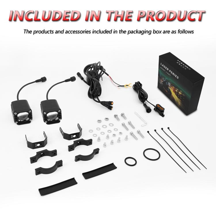 40W Motorcycle Wired Switch Integrated Waterproof Demon Eye Spotlight, Red Light