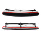 High mounted third brake light assembly with red strip lens and black outer housing