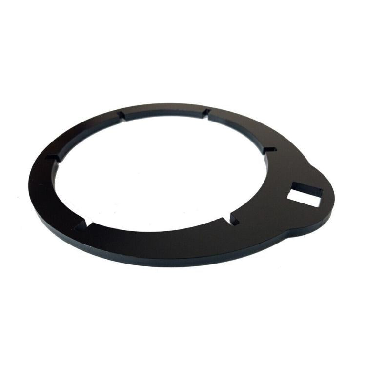Fuel filter wrench ring tool, dark ring with four tabs and square slot