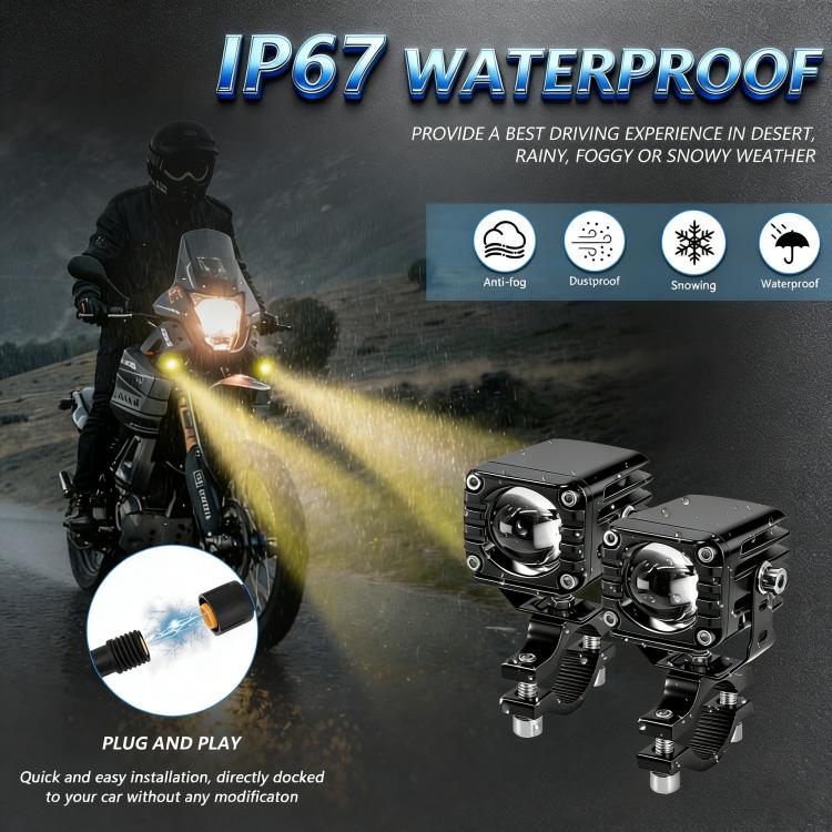 40W Motorcycle Wired Switch Integrated Waterproof Demon Eye Spotlight, Blue Light