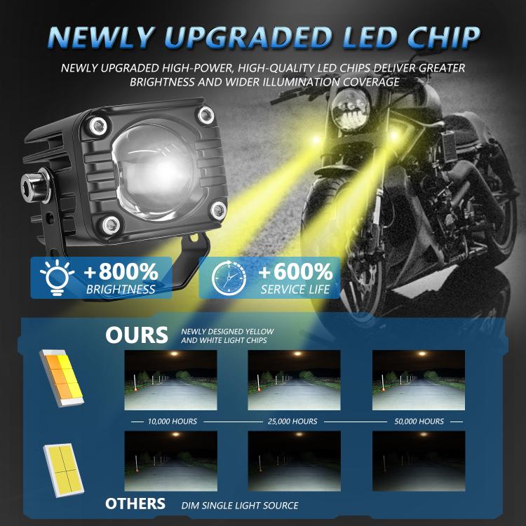 40W Motorcycle Wired Switch Integrated Waterproof Demon Eye Spotlight, Blue Light