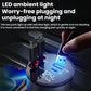 Car charger top with dual connectors and soft blue LED light for nighttime charging