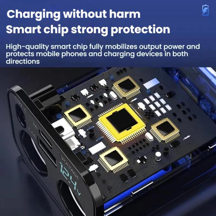 Dual USB car charger internal circuit board with microchip components.