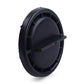 Headlight dust cover, black round-oval cap with tabs and side latch opening