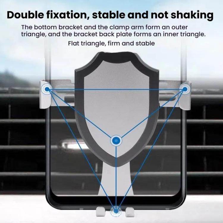Air-vent phone holder with double-fixation bracing arms for stable mounting