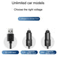 Car fan power inputs diagram showing USB 5V and cigarette-lighter 12V and 24V