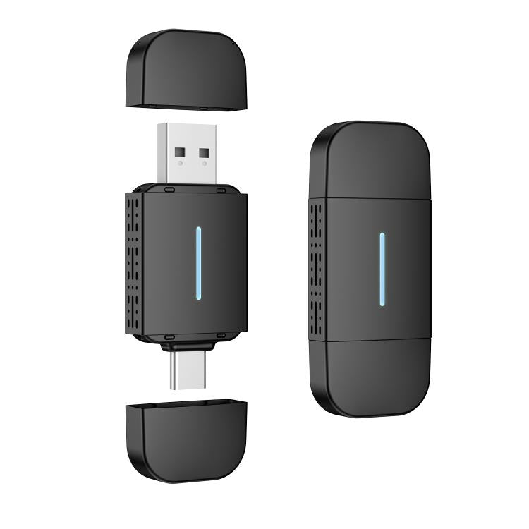 Car wireless CarPlay/Android adapter with USB connector and protective caps
