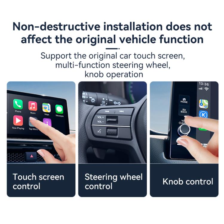 Car wireless adapter supports touch screen and steering wheel knob controls