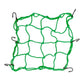 Green elastic mesh fuel tank bag with 6 hook straps and expandable net design.