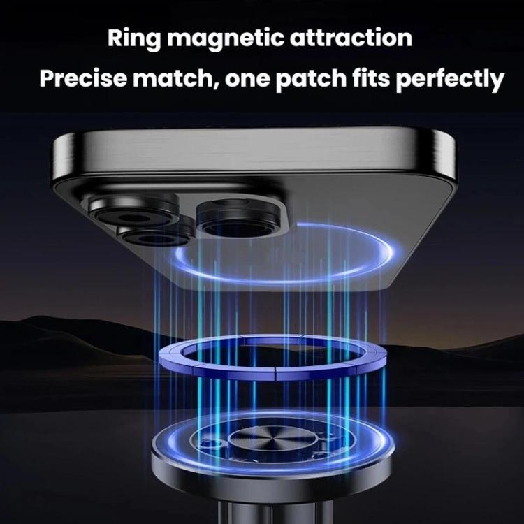 Circular ring magnet attachment on black car vent phone holder