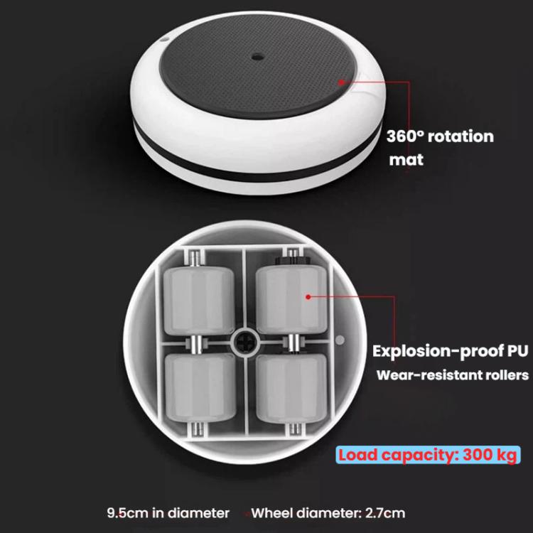 Round furniture mover with black top pad, showing rotating wheels and inner rollers