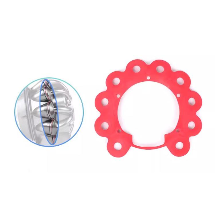 Red cyclone sound isolation cotton ring with internal spring area detail