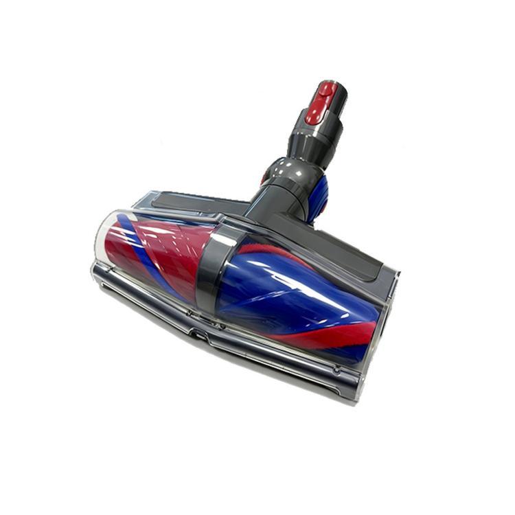 Dual motor direct-drive floor cleaner head with blue and red transparent roller housing