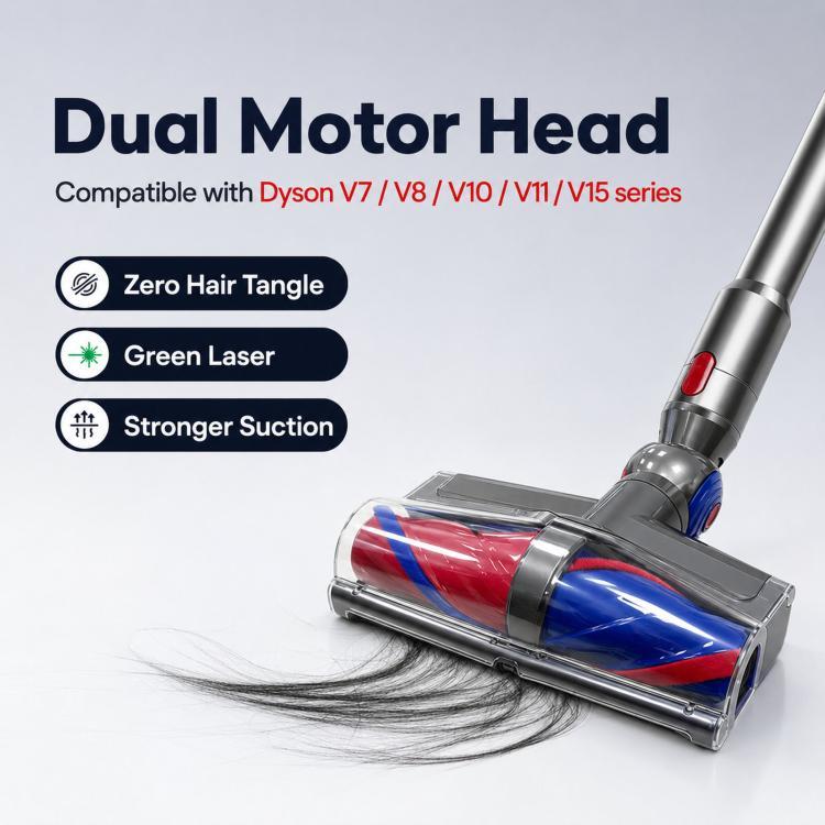 Vacuum brush attachment with blue and red clear roller drum and clear body tube