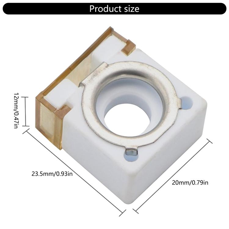 Ceramic fuse with circular mounting ring and metal contact bracket, 75A marked