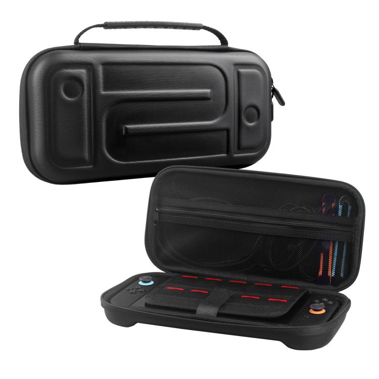 Black EVA hard shell carrying case with top handle and zipper for Switch console