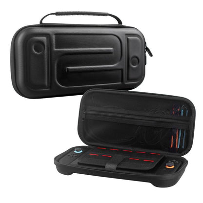 Black EVA hard shell carrying case with top handle and zipper for Switch console