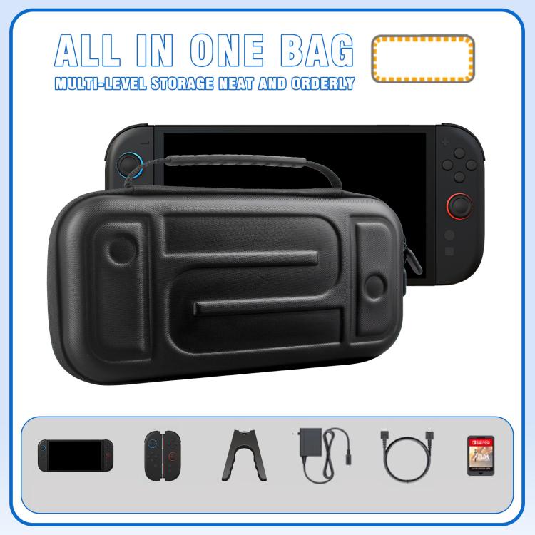 Black EVA hard shell case with open compartment for console and accessories