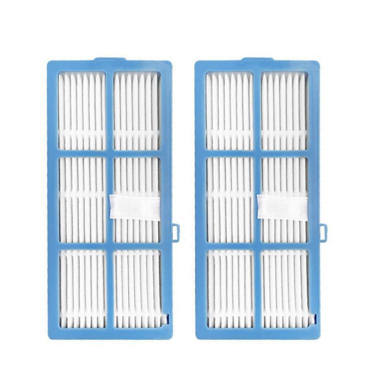 Two blue filter frames with white pleated cartridges, replacement filters