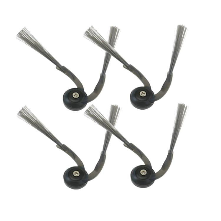 Set of four side brush rollers with gray bristles and black mounts