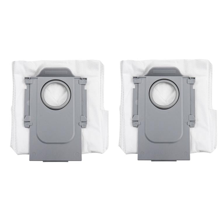Two dust bags with white fabric filter material and gray plastic housings